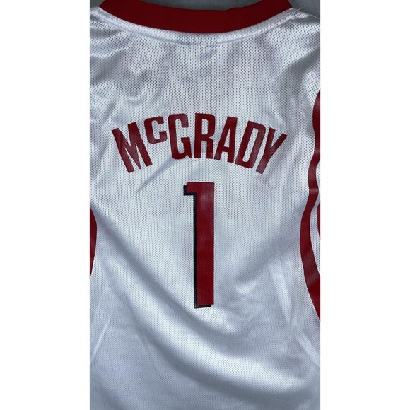 Houston Rockets Jersey Boys Large White Red NBA Basketball Reebok McGrady 1 - Picture 10 of 11